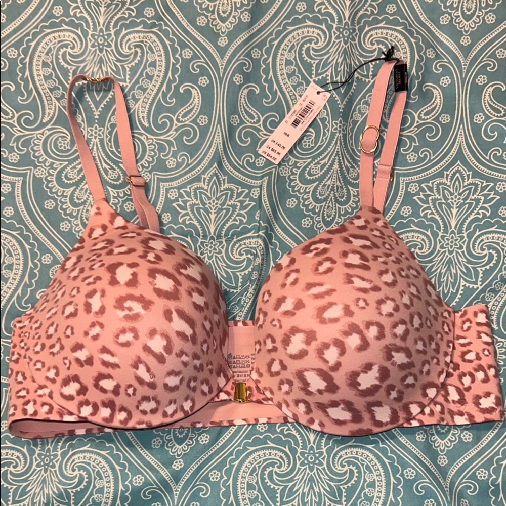 Victoria Secret NWT Leopard Print Pink Bra 36B